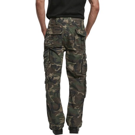 rear pockets on brandit woodland camo pure vintage camo trousers