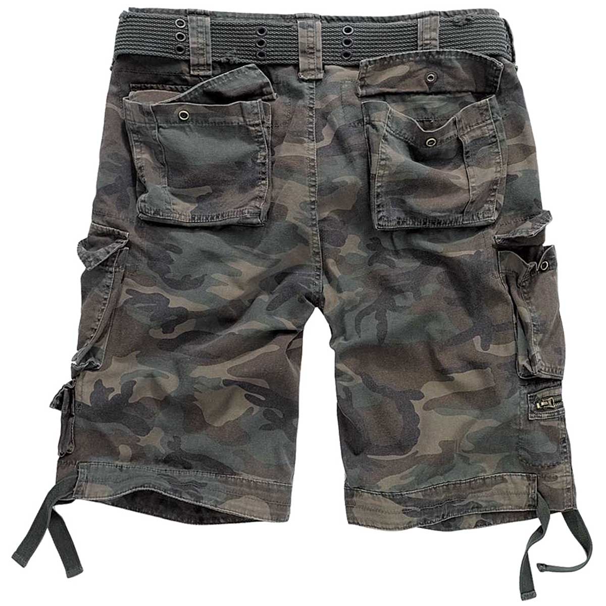 rear view brandit savage vintage shorts woodland camo