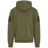 rear view of kombat spec ops zip up green hoodie