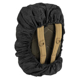rear view of mil tec small black waterproof assault rucksack cover