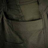 reinforced hip pocket on tactical olive green stoirm trousers