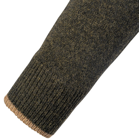ribbed cuffs on dark olive jack pyke ashcombe v neck jumper