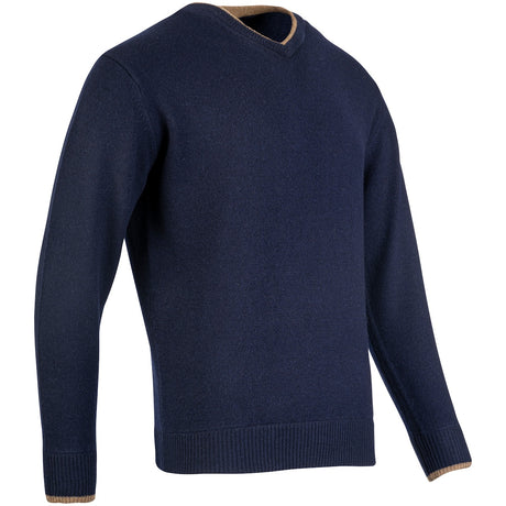 ribbed hem and cuffs jack pyke ashcombe v neck navy blue jumper 