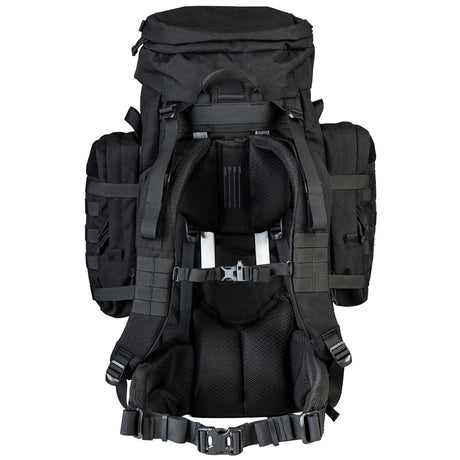 shoulder strap and waist belt on 70l black highlander pinnacle rucksack