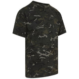 side angle of black btp camo kombat tshirt