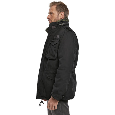 side angle of brandit m65 giant black jacket