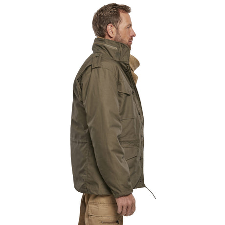 side angle of brandit olive m65 field jacket