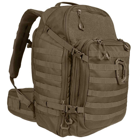 side angle of highlander ranger green harrier full clamshell pack 35l