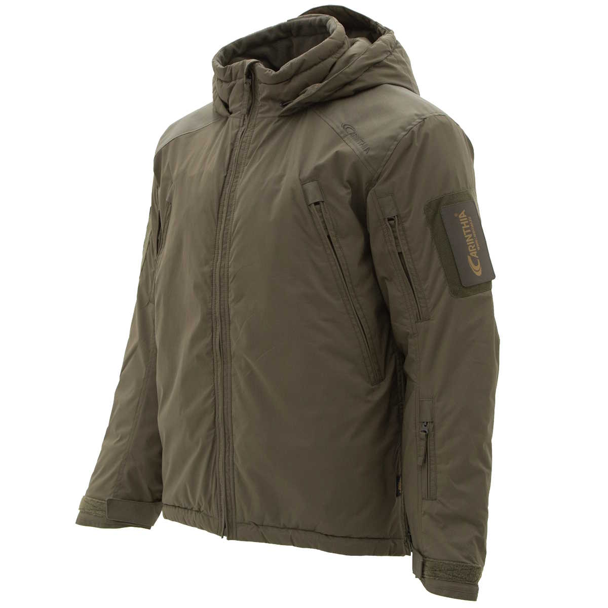 side angle of olive carinthia 5.0 mig jacket