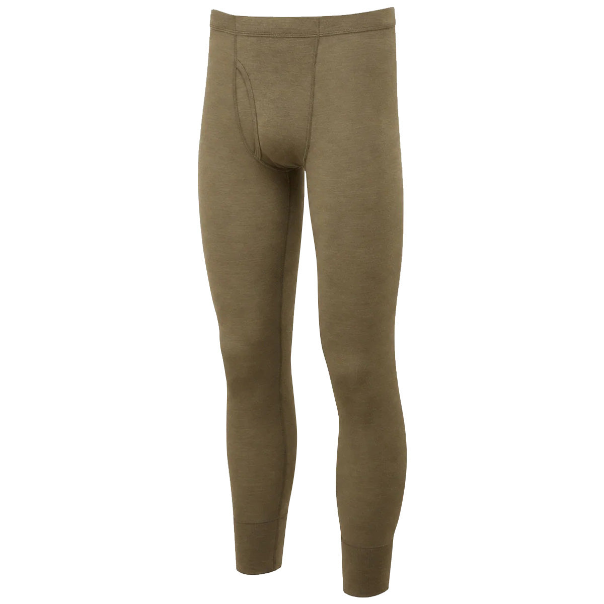side angle of ranger green keela mens merino leggings long johns