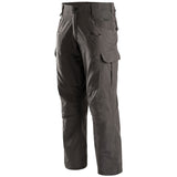 side angle of stoirm tactical dark grey trousers