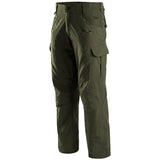 side angle of stoirm tactical olive green trousers