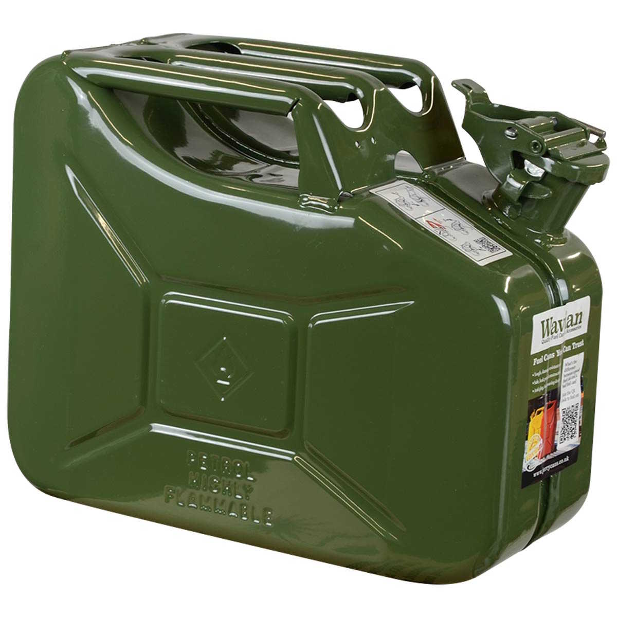 side angle of wavian nato 10 litre khaki green jerry can