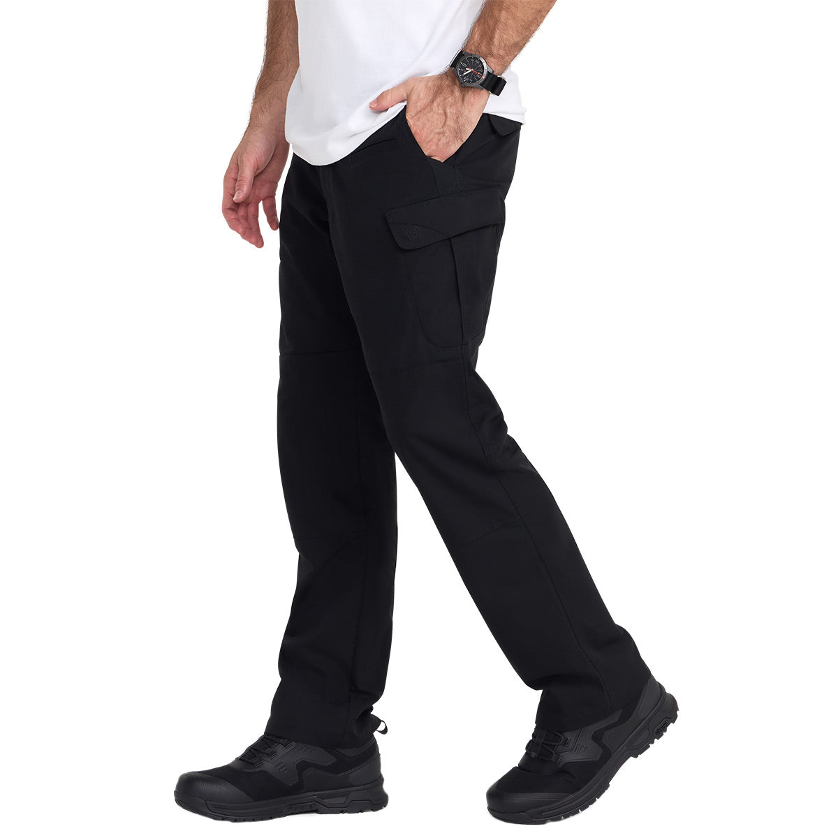 side view 5.11 stryke black trousers