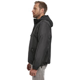 side view of black brandit windbreaker jacket