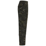side view of black camo kombat tactical acu trousers