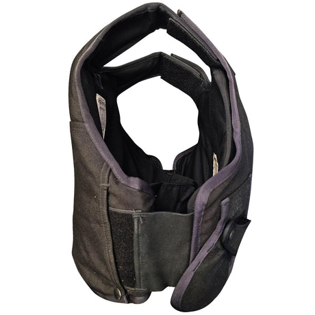 side view of black meggitt overt stab vest body armour