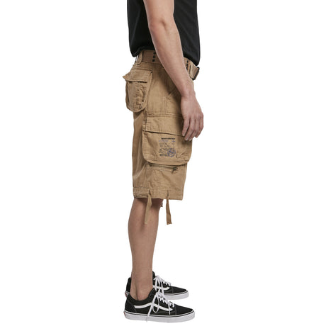 side view of brandit savage vintage shorts beige
