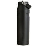 side view of closed stanley iceflow black flip straw 1l bottle