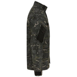 side view of kombat tactical black btp camo acu assault shirt