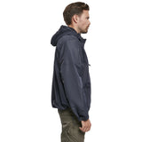 side view of navy brandit windbreaker jacket