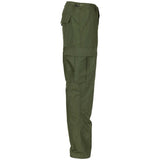 side view of olive green mfh bdu ripstop trousers