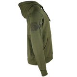 side view of olive kombat spec ops hoodie