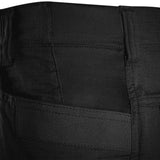 stretch hip panels on black tactical trousers from stoirm
