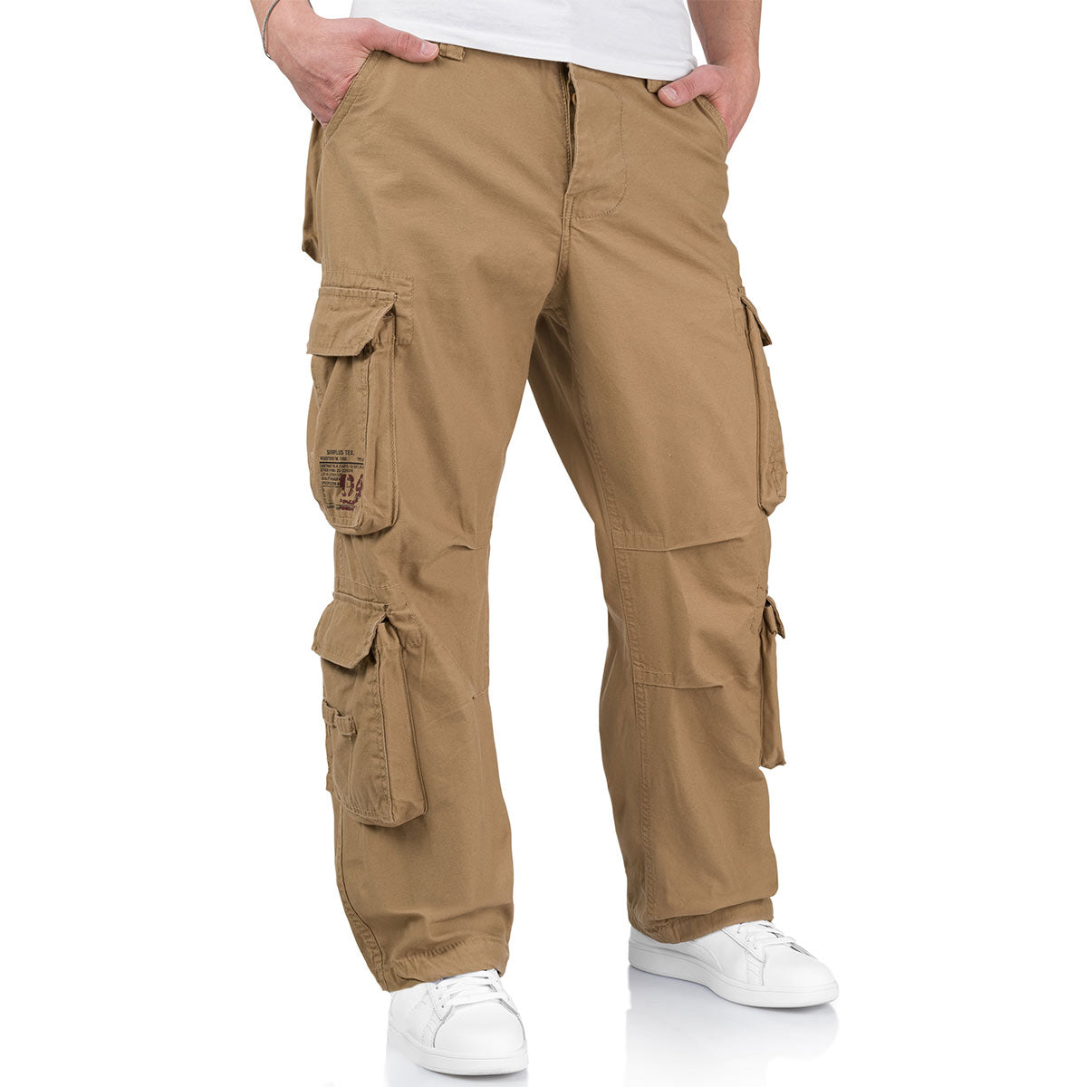 surplus airborne vintage cargo trousers beige