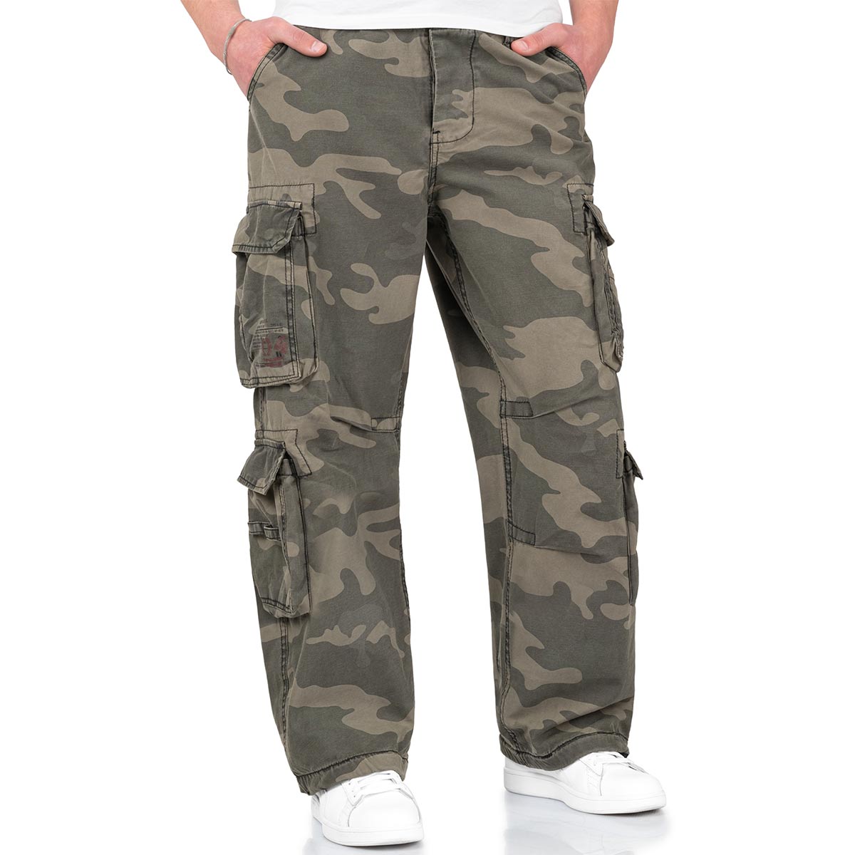 surplus airborne vintage cargo trousers black camo