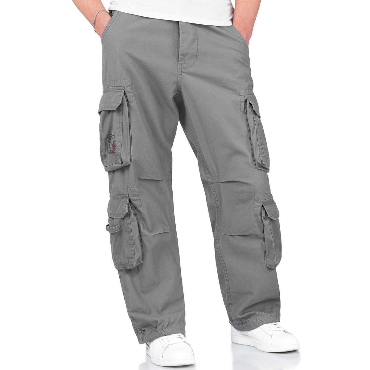 surplus airborne vintage cargo trousers grey