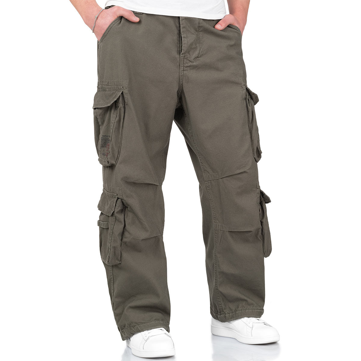 surplus airborne vintage cargo trousers olive
