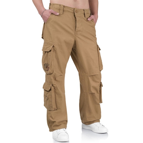 surplus beige airborne vintage cargo trousers button closure