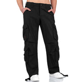 surplus black airborne vintage cargo trousers button closure