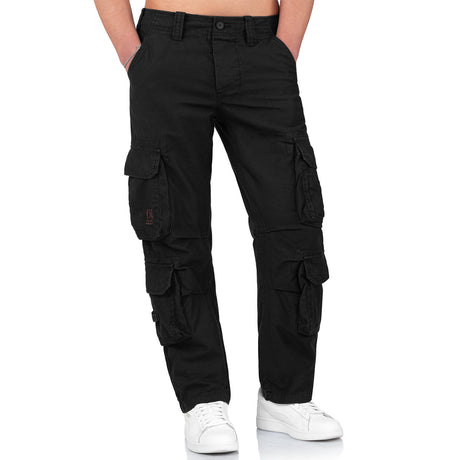 surplus black airborne vintage slimmy trousers button closure