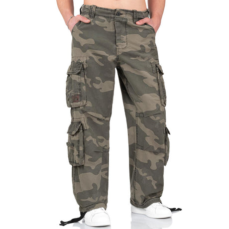surplus black camo airborne vintage cargo trousers button closure