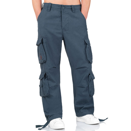 surplus blue airborne vintage cargo trousers button closure