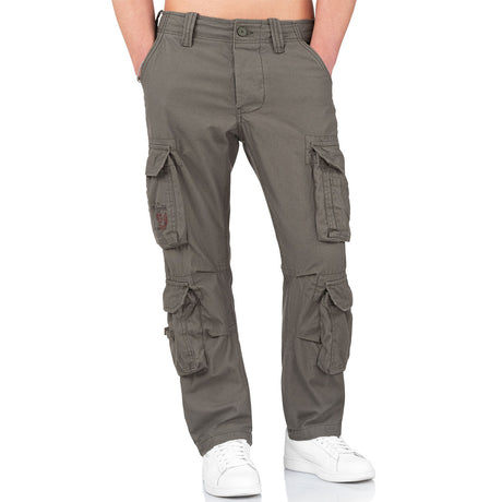 surplus olive airborne vintage slimmy trousers button closure