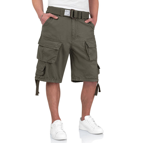 Mens Surplus Division Cargo Shorts Olive Green - Free UK Delivery