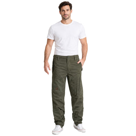 surplus raw vintage infantry cargo trousers olive green