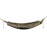 suspended snugpak hammock under blanket olive