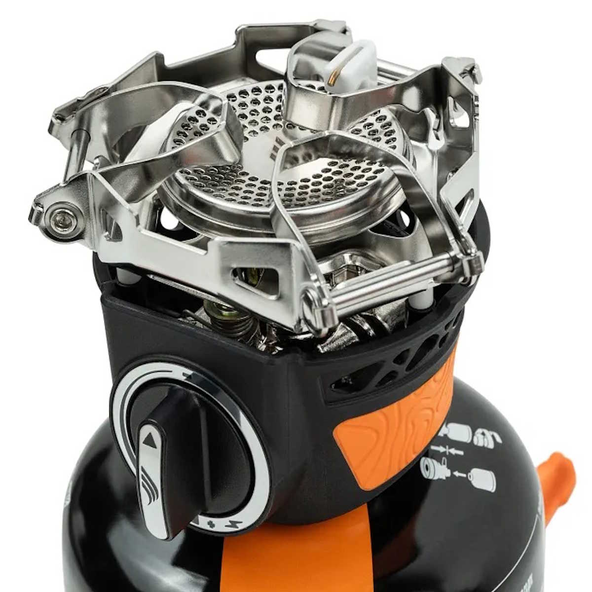 system burner with collapsed legs on jetboil black trailcook 1.2l