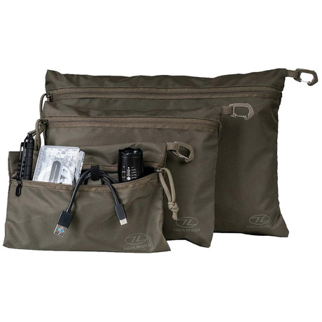 three pack highlander neat freak bag set ranger green