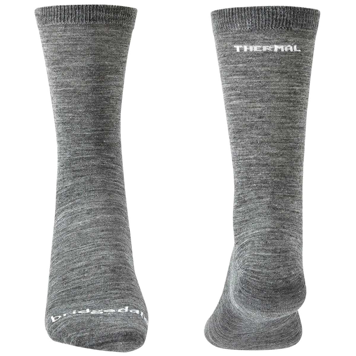 toe and heal of bridgedale base layer thermal liner boot sock twin pack grey