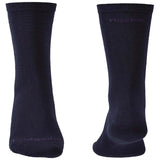 toe and heal of bridgedale base layer thermal liner boot sock twin pack navy blue