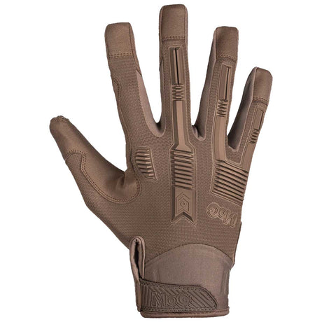 top of hand on master of gloves target high abrasion tactical glove ergoshield coyote brown 