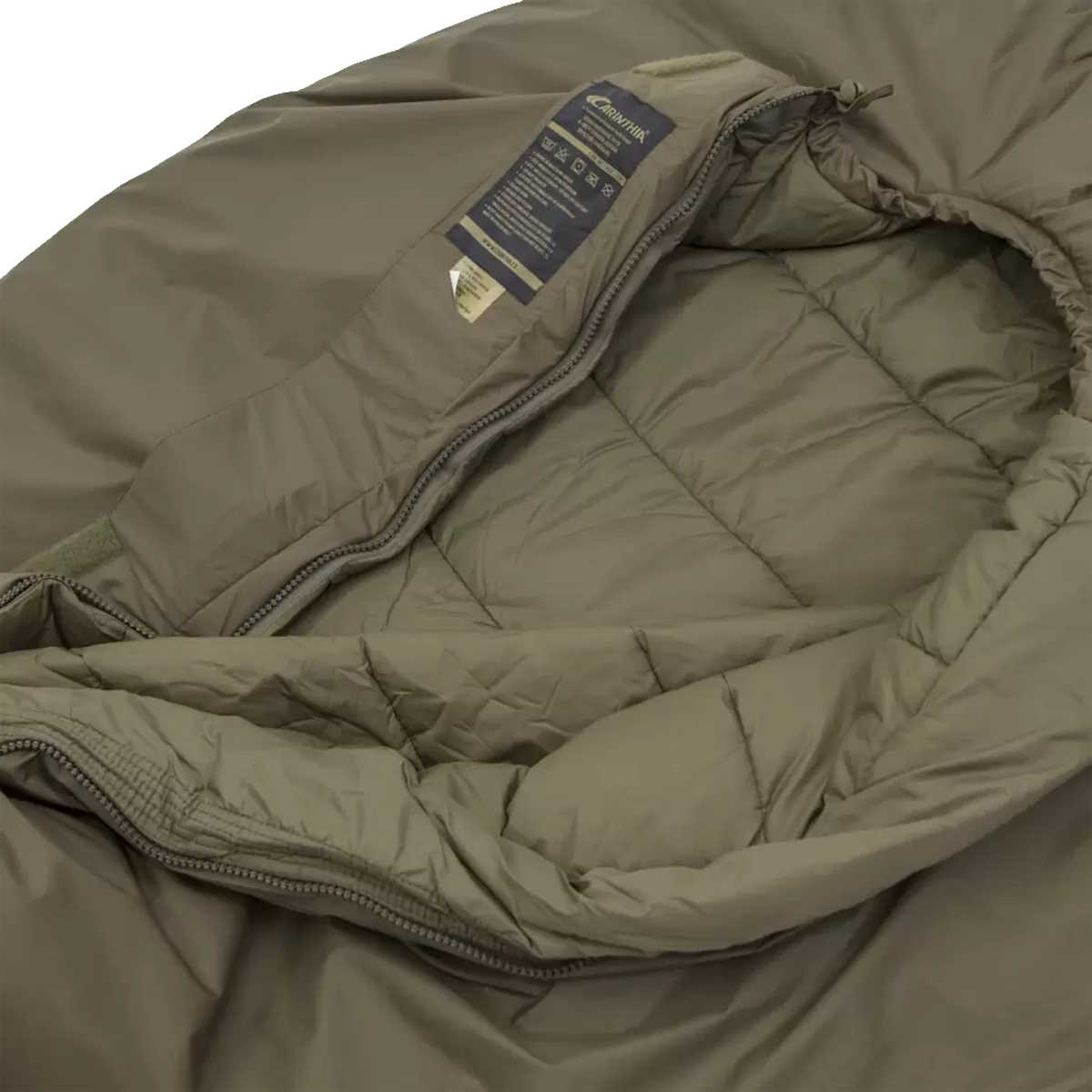 two way zip of carinthia defence 4 olive sleeping bag
