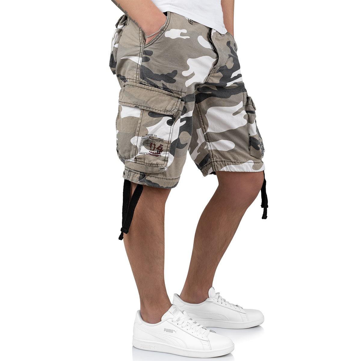 urban camo surplus airborne vintage shorts with cargo pockets
