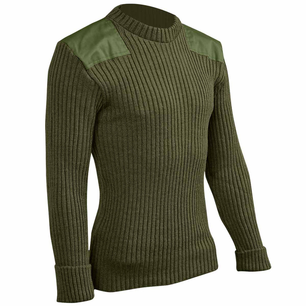 Woolly Pully Army Jumper with Patches Olive | Military Kit