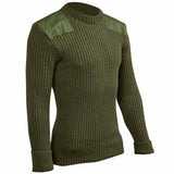 woolly pully army jumper with patches olive green